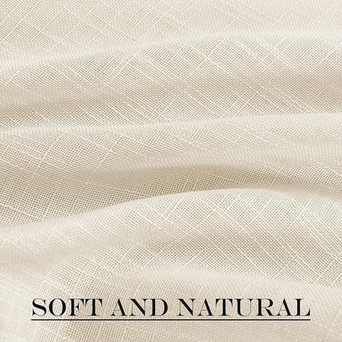NICETOWN French Door Curtain - Linen Textured French Door Drape Privacy Open Weave Sheer Panel (30 inches Width by 40 inches Length, 1 Panel, Beige, Tieback Included)