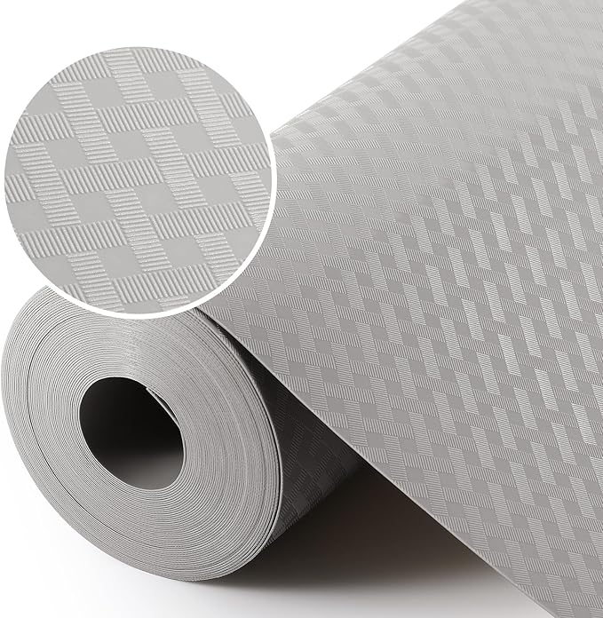 Light Gray Shelf Liners for Kitchen Cabinets Refrigerator Liners Waterproof & Oil-Proof Kitchen Cupboard Liner Drawer Mats EVA Material Non Adhesive Fridge Liner for Shelves 23.6 x 393.7 Inches