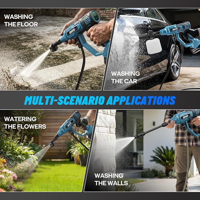 Cordless Pressure Washer for Makita 18V Battery, 870PSI Power Washer | 4-Speed, LCD Screen, Brushless, 6-in-1 Nozzle, 300L/H, 32.8FT Spray Distance, for Car/Fence/Patio/Home, Tool Only