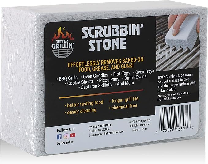 Better Grillin Scrubbin Stone Grill Cleaning Brick Block | Griddle Stone | Grill Stone Cleaning Block | Barbecue Grill Cleaner for BBQ, Griddle, & Racks
