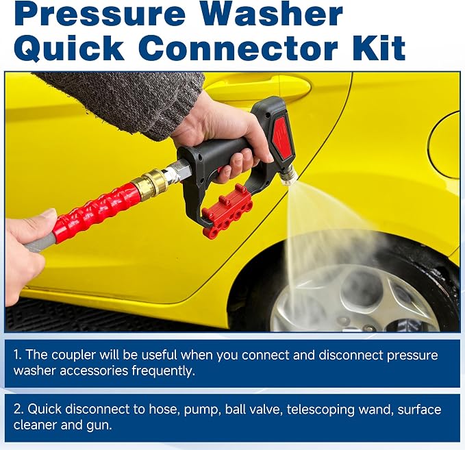 3/8 Inch NPT Pressure Washer Quick Connect Adapter Set, 12-Piece | Stainless Steel Male Thread Fittings for Compatible Hose, Gun, Wand and Surface cCeaner Connections, Rated Up to 5000 PSI