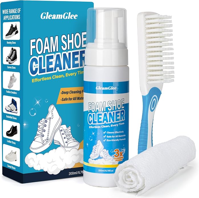 Shoe Cleaner, No-Rinse Deep-Cleaning Foam, Revives White Sneaker Fast | 6.76 oz Shoe Cleaning Kit with Soft Brush and Microfiber Towel for Leather, Canvas, Mesh, Knit and Rubber & More
