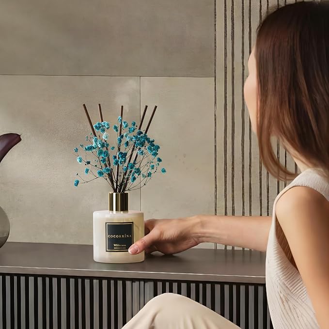 Reed Diffuser - Wilderness 6.7 fl oz Scented Diffuser with 8 Sticks Home Fragrance Reed Diffuser for Bathroom Shelf Decor
