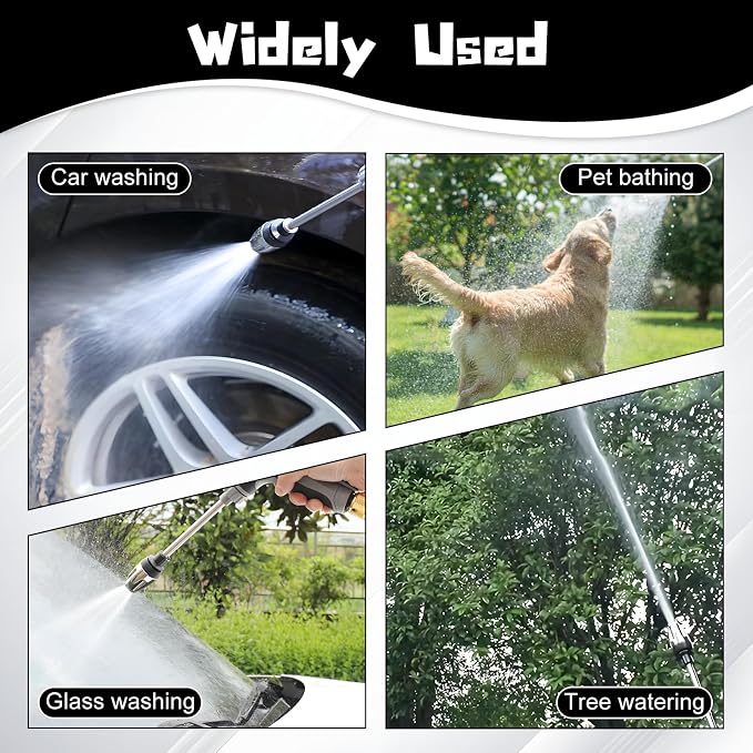 Pressure Washer, High Pressure Water Gun, Portable Washer for Car, Floor, Wall Cleaning, With 360° Rotating for Three Spray Modes (Water Gun + Connector)