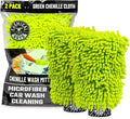 Chemical Guys, Chenille Microfiber Wash Mitt for Cars, Scratch-Free, 2 Pack | Ultra-soft lime green chenille holds thick suds and traps grit, gentle on paint, glass and chrome, machine washable