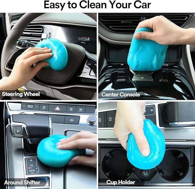 PULIDIKI Car Cleaning Gel Clean Putty, 4 Pack (160g Each) | Auto Detailing Tools Car Slime Cleaner Dust Cleaning Gel for Car Interior Cleaner Car Accessories Keyboard Cleaner Blue