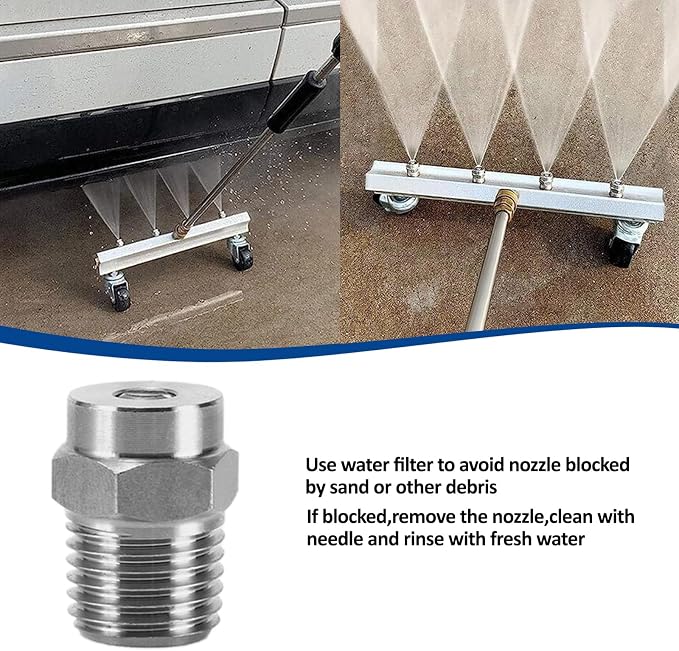4 Pack Surface Cleaner Replacement Nozzle Tips 0° 3.5 Orifice 1/4"NPT | Stainless Steel, Max 4000 PSI, High Pressure Surface Cleaner Nozzle, Compatible with Water Broom & Undercarriage Washer