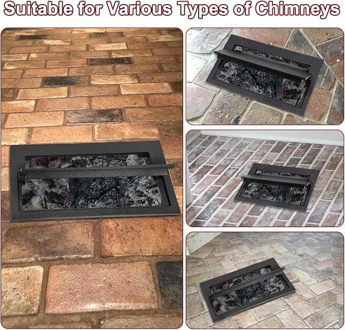 Hiorucet Cast Iron Fireplace Ash Dump Door Chimney Cleanout Door, Chimney Cleanout Cover, Ash Dump Cover, Fireplace Cleanout Cover Used to Isolate Ashes for Easy Cleanup of Debris, 4 1/2 by 8 5/8 Inch
