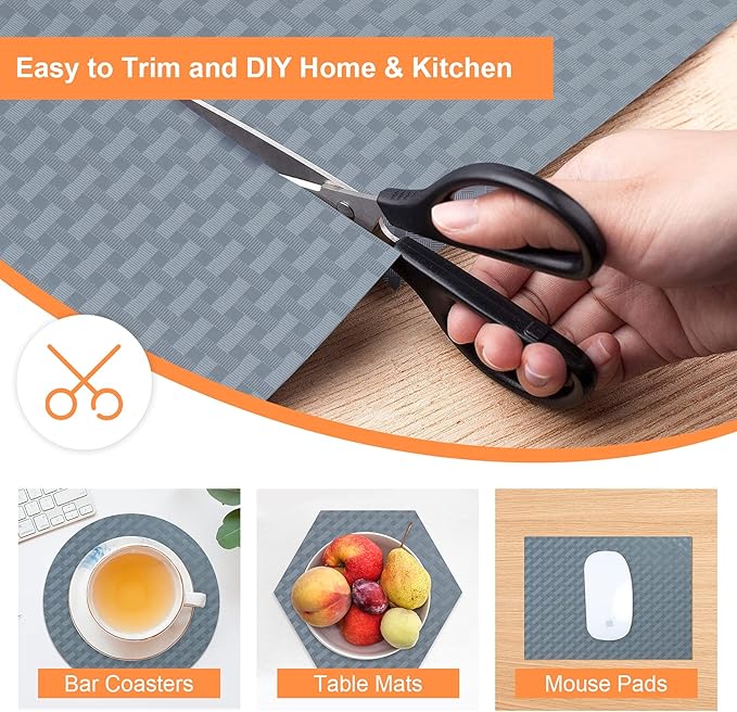 Shelf Liners for Kitchen Cabinets Refrigerator Liners Waterproof & Oil-Proof Kitchen Cupboard Liner Non-Slip Drawer Mats EVA Material Non Adhesive Fridge Mats for Shelves 17.3 x 78.7 Inches
