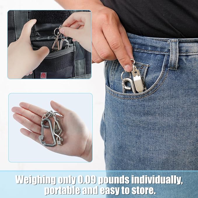 KUNN Metal Glove Clips with Stainless Steel Carabiner Clip, Portable Glove Clips for Work Glove, Glove Holder for Wall Mount