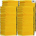 Tallew 40 Pcs Microfiber Towels 16 Inch x 16 Inch Microfiber Cloth Car Drying Towels for Cars Washing Polishing Office Windows Cleaning Household Supplies (Yellow)