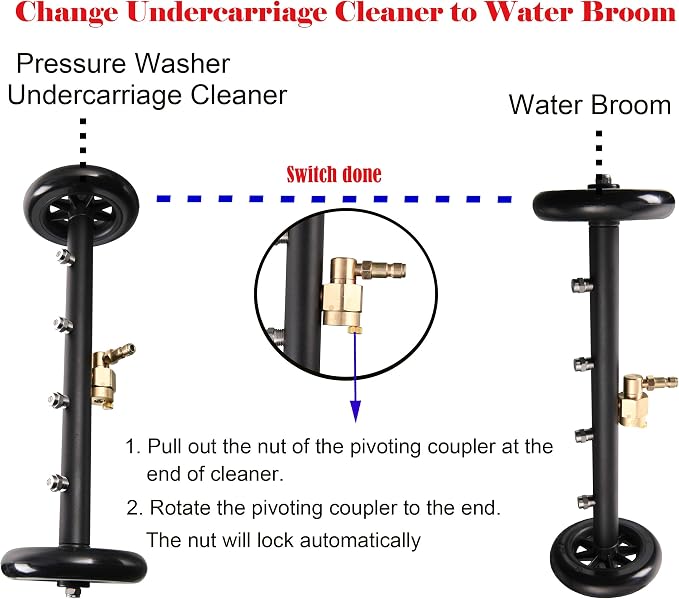 Tool Daily Dual-Function Undercarriage Cleaner 16 Inch, 3 Extension Wand | Underbody Car Wash Water Broom, Surface Cleaner for Pressure Washer, 4000 PSI