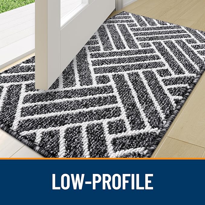 OLANLY Large Indoor Door Mat, 59x35 Inch, Dirt Resistant and Absorbent, Non-Slip Rubber Backing Floor Mats, Easy Clean Low-Profile Doormat for Entryway, Front Door, and Inside Entrance, Black