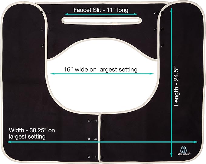 Sink Splash Guard - Home Essentials Faucet Mat for Clean and Dry Bathroom Counter - Absorbent Fast Drying Non Slip Protector - Soft Microfiber with Waterproof Rubber Grip - Washable - Black