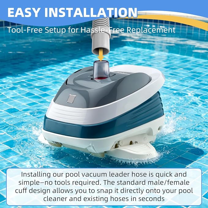 V532LG Pool Vacuum Leader Hose Replacement for Hayward Pool Cleaner, Pool Vac Ultra, Pool Plus, Navigator, Aqua Bug, Diver Dave,46 Inch Heavy Duty Pool Cleaner Replacement Hose, Gray