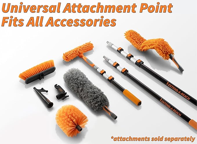 4-12 ft Long Telescopic Extension Pole, Multi-Purpose Extendable Pole | Universal Twist-on Metal Tip, Lightweight and Sturdy // Best Telescoping Pole for Painting, Dusting and Window Cleaning