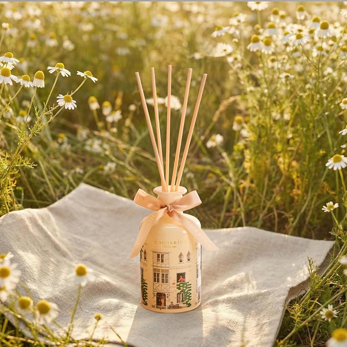 Reed Diffuser - Fresh Air 6.76 fl oz Reed Diffuser with 8 Sticks Home Fragrance Bathroom Shelf Decor (Festive House Collection)