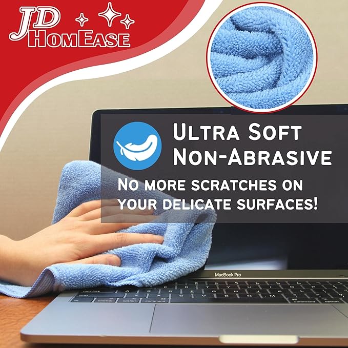 Microfiber Cleaning Cloths, 240 Pack, 16"x16", All-Purpose, Softer, Highly Absorbent, Lint-Free, Reusable, Washable Pro Towels, Blue, for House, Kitchen, Bathroom, Car, Office