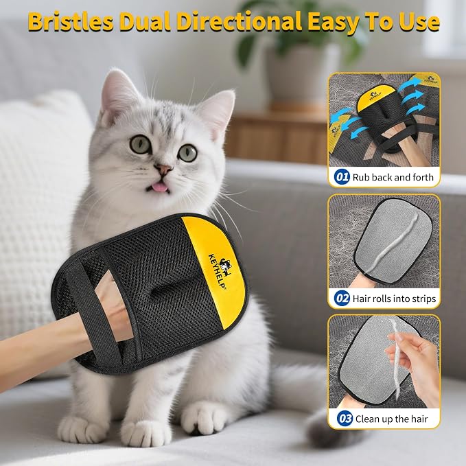 2Pcs Pet Hair Removal Glove for Dogs & Cats, Electrostatic Pet Hair Glove | Pet Hair Remover Tool for Clothing, Couch, bed, Carpet, Car Seat, Quickly & Easily Pet Hair Remover Glove
