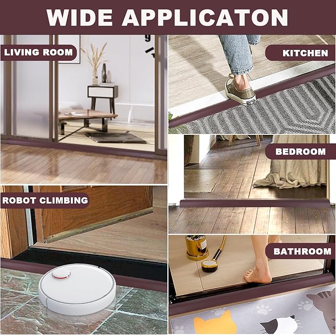 Vinyl Door Threshold Flooring Transition Strip Self Adhesive Carpet Edging Strip for Laminate Doorway Edge Threshold from 3/5" to 4/5" (Coffee, 3.3 Ft)