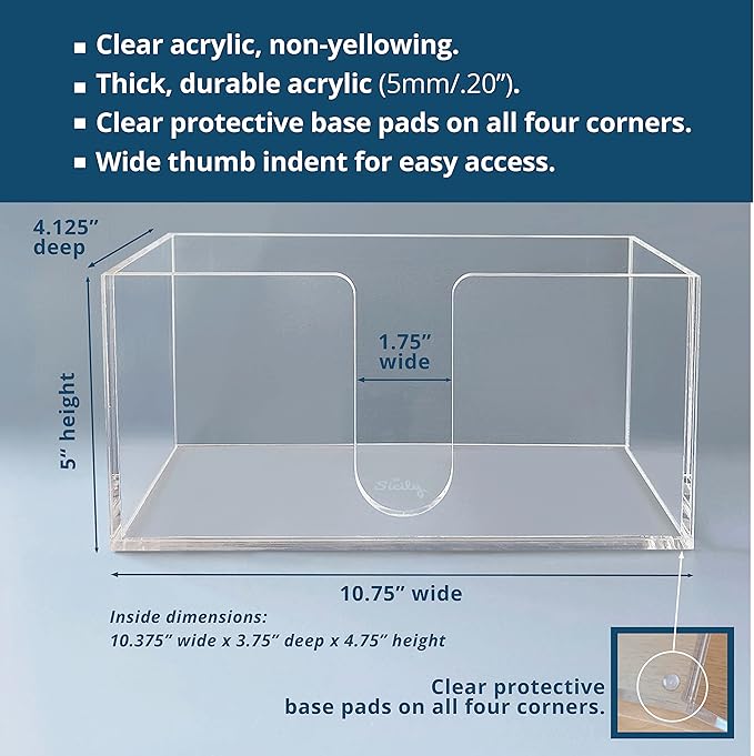 Acrylic Paper Towel Holder (5mm Acrylic) Paper Towel Dispenser Countertop-Bathroom, Kitchen (10.75”W x 4.125”D x 5”H) Napkin Holder-Tri-fold Disposable Napkins Home, Restaurant