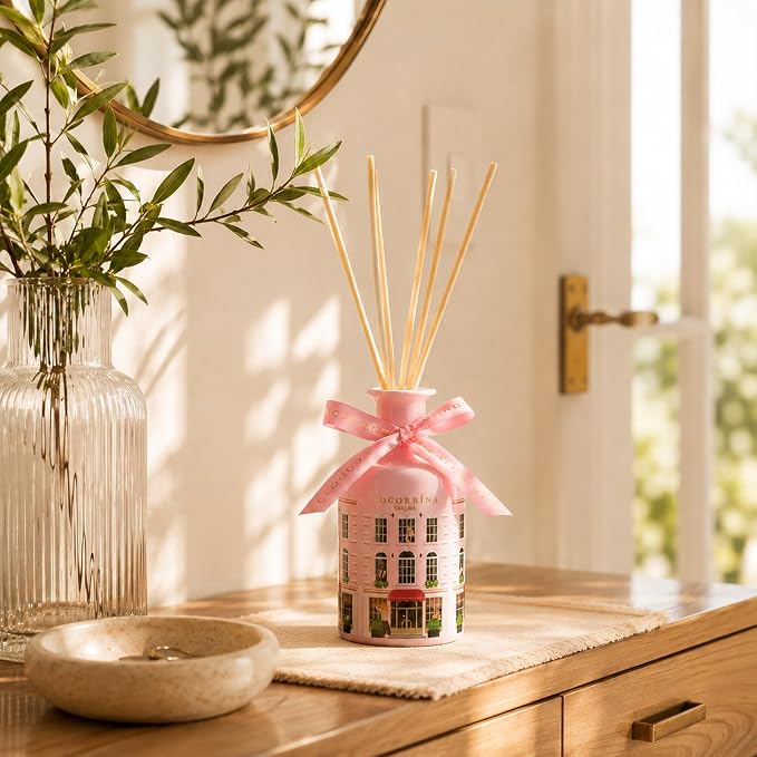 Reed Diffuser - Sakura 6.76 fl oz Reed Diffuser with 8 Sticks Home Fragrance Bathroom Shelf Decor (Festive House Collection)
