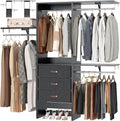 Armocity 5FT Small Closet System with 3 Fabric Drawers, 60 Inches Walk In Closet Organizer System With 3 Adjustable Shelves, Heavy Duty Clothes Rack Built-In Garment Rack, 59" L x 16" W x 71" H, Black