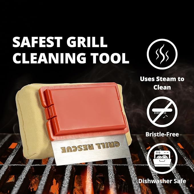 Grill Rescue BBQ Replaceable Scraper Cleaning Head, Bristle Free - Durable and Unique Scraper Tools for Cast Iron or Stainless-Steel Grates, Barbecue Cleaner (Scraper Head)
