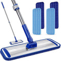 Microfiber Flat Mop for Hardwood Floors Cleaning with 55" Adjustable Handle | 4 Washable Reusable Dust Mop Pads, Professional Aluminum Mop Head, 360° Swivel, Wet Dry Use for Tile, Laminate, Vinyl, Wall