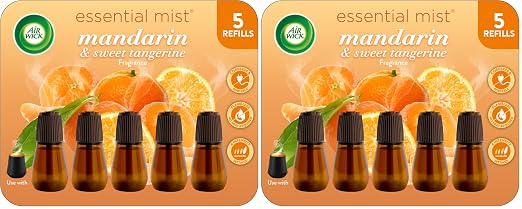 Air Wick Essential Mist Refill, 5 ct | Mandarin & Sweet Orange | Essential Oils | Air Freshener | Pack of 2