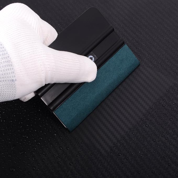 FOSHIO Vinyl Wrap Squeegee 4 Inch with Micro Fiber Suede Felt Edge, Scraper for Window Tinting, Sign Making and Sticker Wrap Application Tools, Pack of 8 Black Felt Squeegee for Vinyl