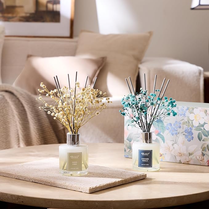 Reed Diffuser 3.38 oz (100ml) 2pk,Clean Linen/Cashmere Vanilla Scented Reed Diffuser Set,Reed Diffuser & Oil Diffuser Sticks, Aromatherapy, Home & Kitchen Décor,Fragrance and Gifts