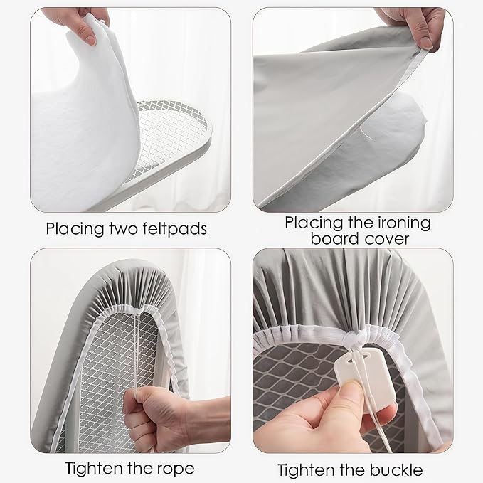 Ironing Board Cover with Two 5MM Thick Feltpads,15"x48"Heat Resistant Replacement Ironing Board Cover and Pad,Fits Standard Ironing Boards,Durability and Easy to Install