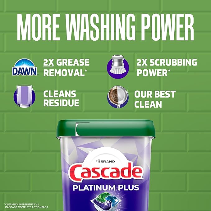 Cascade Platinum Plus Dishwasher Pods, Dishwasher Detergent, Dish Detergent Soap, Mountain, 57 Count