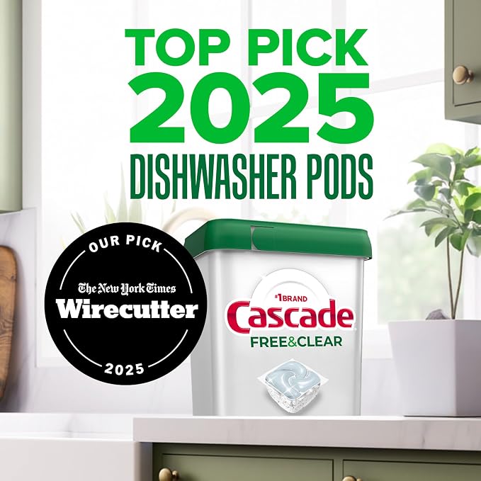 Cascade Free & Clear Dishwasher Pods, Dishwasher Detergent, Dish Detergent Soap, Unscented, 47ct (Pack of 2)