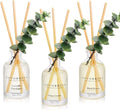Reed Diffuser Set of 3 with Dried Eucalyptus for Home & Office | Lavender Eucalyptus/Black Forest/Clean Cotton Scents, Aromatherapy Scented Oil Diffusers, 1.7 oz Each, Total 5.1 oz