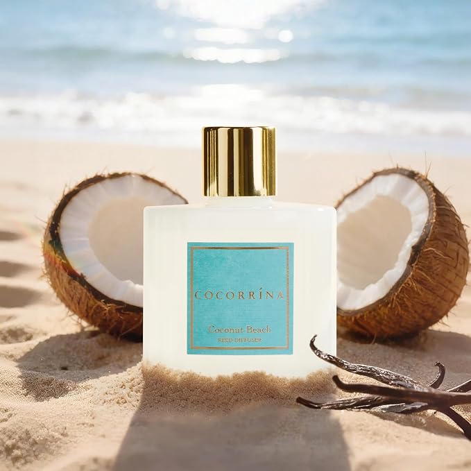 Reed Diffuser - Coconut Beach 6.7 fl oz Reed Diffuser with Sticks, Home Bedrrom Bathroom Shelf Decor