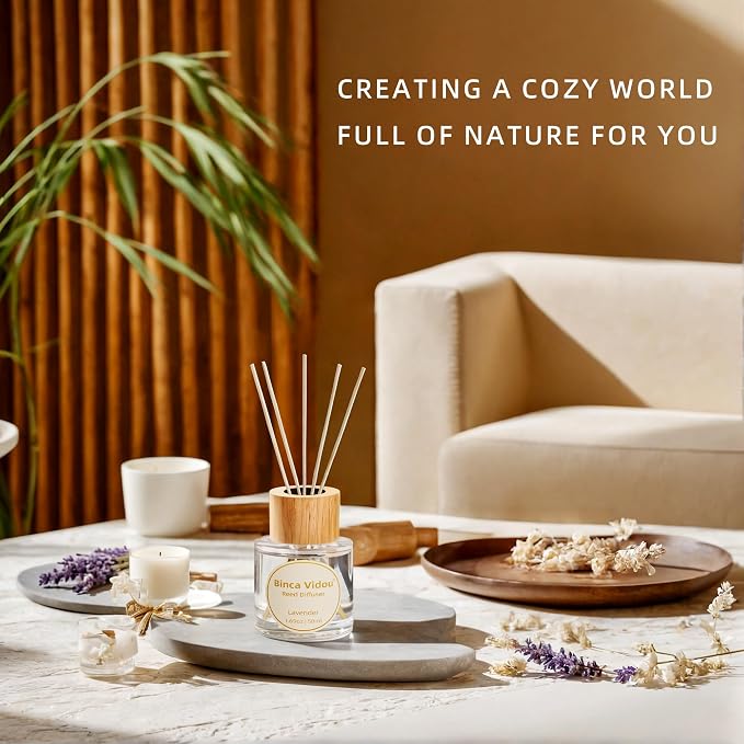 Reed Diffuser Set, Lavender Osmanthus Orange&Lemon Scent Oil Diffusers with Sticks for Home Office Bathroom Aromatherapy Decor 1.69oz X 3