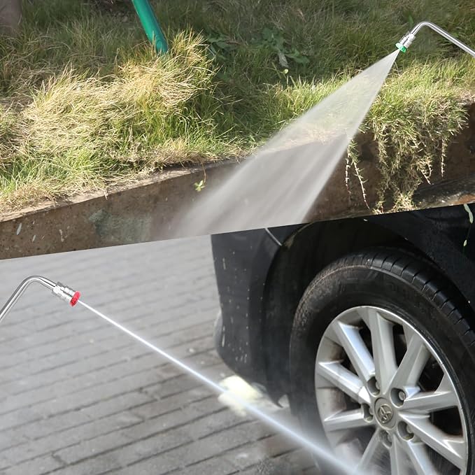Pressure Washer Gutter Rod, 7 inch 90 Degree Curved Angled Stainless Steel lance, Pressure Washer Gutter Cleaner Attachment with 1/4 Inch Quick Connect