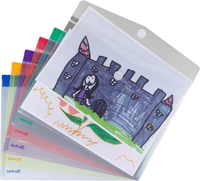 Tarifold A6 Document Holders with Hook-and-Loop Closure, 6 Pack | 6 polypropylene A6 holders, hook-and-loop closure, 6.25 x 4.5 inches, assorted colors, organizes small documents