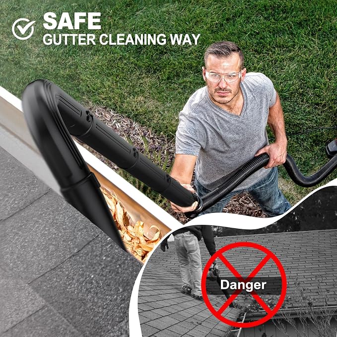 Sealegend 2-1/2 in. Gutter Cleaning Attachment Kit for Wet Dry Vac | Upgraded Locking Connection, Shop Vacuum Accessory for Cleaning or Blowing Gutter Debris, Up to 5 ft. Reach
