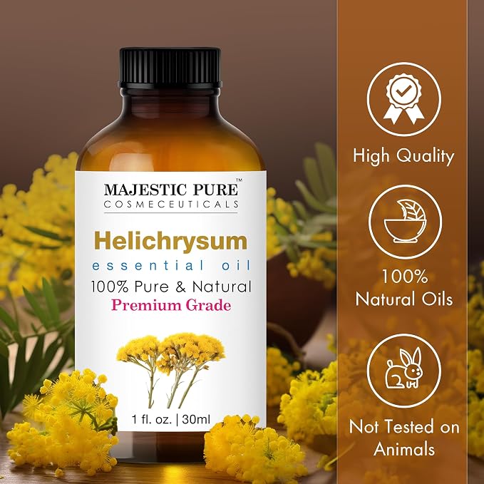 Majestic Pure Helichrysum Essential Oil for Diffuser - 1 fl oz | 100% Pure & Natural Essentials Oils for aromatherapy, massage blends and DIY home fragrance projects and room sprays