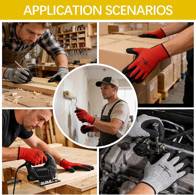 2 Pairs garden gloves work gloves with grip working gloves,Breathable latex dipped gloves,Suitable for garden weeding, construction, outdoor, warehouse handling, etc.