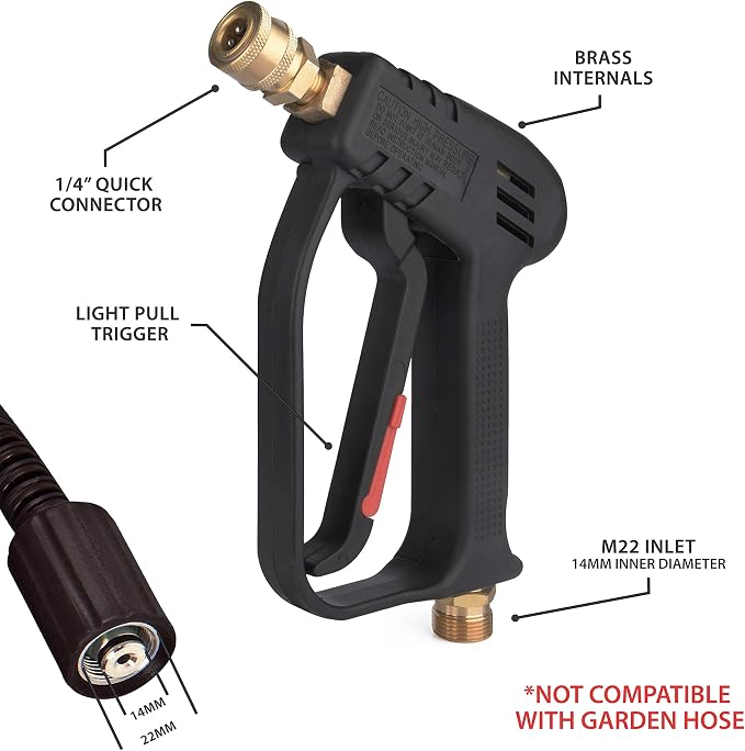McKillans® Pressure Washer Gun Replacement M22 Inlet with Extension with 1/4” Quick Connector Coupler