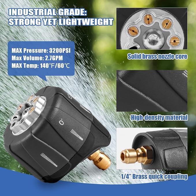 Pressure Washer Nozzle, 7-in-1 Quick Changeover Nozzle, Adjustable Pressure Washer Nozzle with 1/4 Inch Quick Connect, 3200 PSI Spray Nozzle