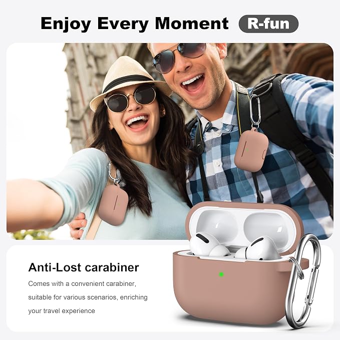 R-fun for AirPods Pro 2 Case, Soft Silicone Protective Cover with Keychain and Cleaning Pen, Compatible with AirPods Pro 2nd/1st Generation, Supports Wireless Charging, Milk Tea