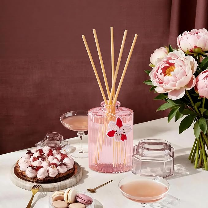 Reed Diffuser, Peony Blossom Scent Oil Diffuser, 6.09 fl oz | 8 Reeds, Long-Lasting Home Fragrance, Bathroom Bedroom Shelf Decor & Gifts