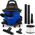 Koblenz WD-12 L4 Wet Dry Vacuum Cleaner, 12 Gallon 5.5 PHP | 3-in-1 Suction & Blower, 32 ft Reach, Large Vacuum Cleaner for Car, Shop Vacuum Wet and Dry, CLICK-N-LOCK Hose, Blue/Black