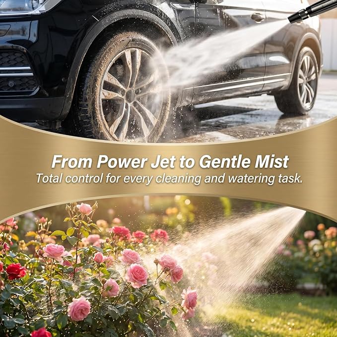 Home High-Pressure Car Wash Water Gun, 2026 Upgraded Car Wash Water Gun Garden Hose Sprayer, Adjustable Spray Patterns, for Watering Plants and Vegetables, and Car Washing