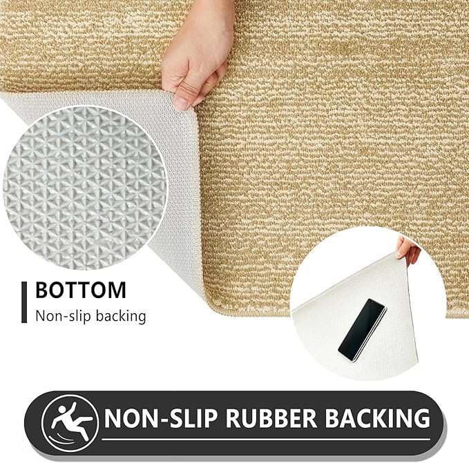 REFETONE Indoor Doormat, Front Door Mat 20"x32" Absorbent Rubber Backing Non Slip Back Door Mats, Washable Low-Profile Inside Floor Mat Door Rugs for Entryway, Resist Dirt Mud Mat for Dogs, Brown